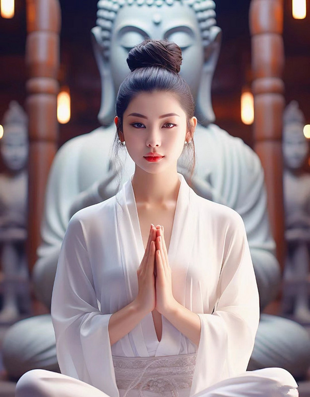 佛家和美女是什么关系?你能看出这是真人还是ai不?