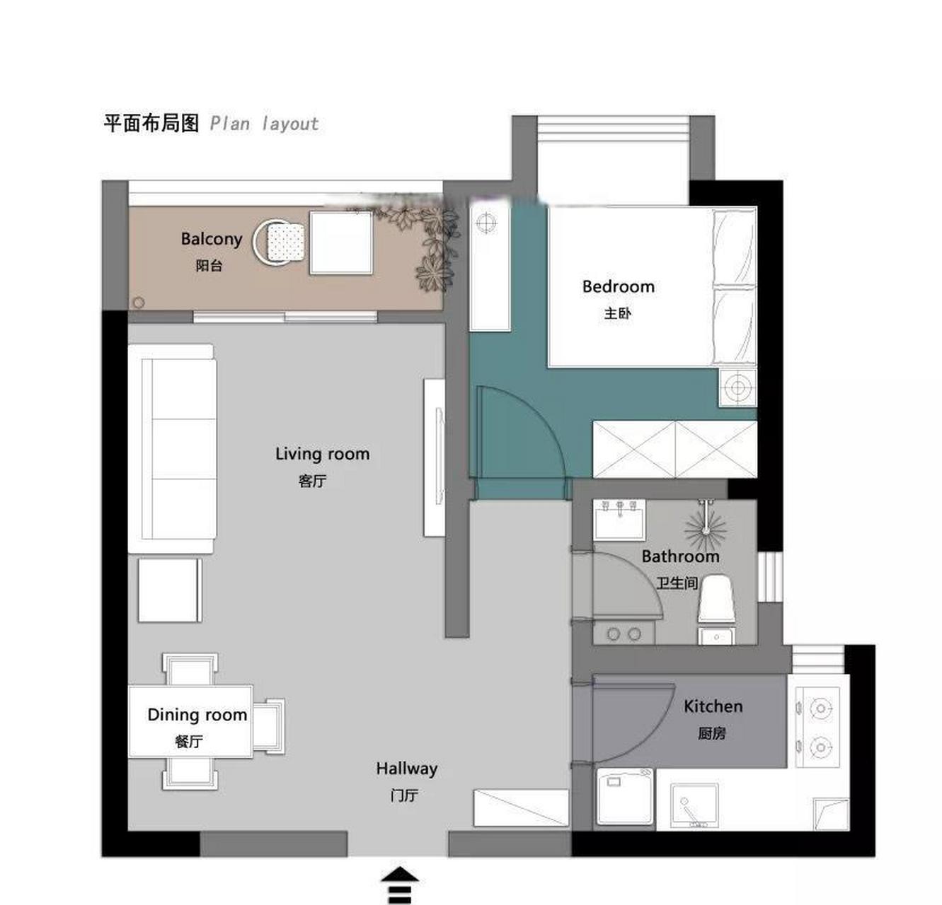 41平米小户型单身公寓,一进门就被迷住,配色太漂亮了,百看不厌.
