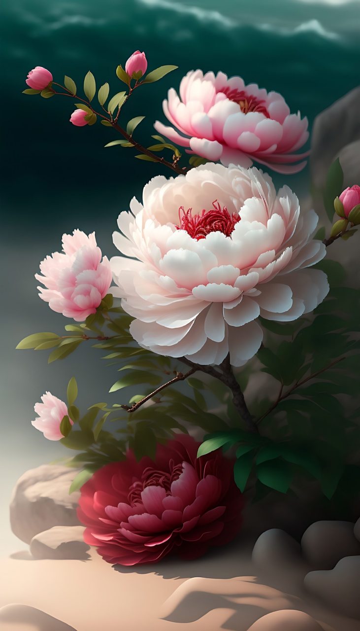 在世界的某个角落,有一枝精美绝伦的红色牡丹花,犹如一位高傲而优雅的