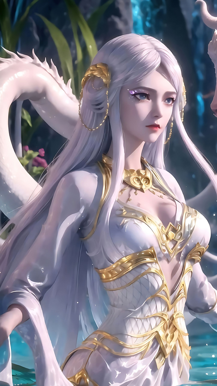 国漫女神|《武庚纪》白龙高清ai手机壁纸:又称"句芒",远古神族四大