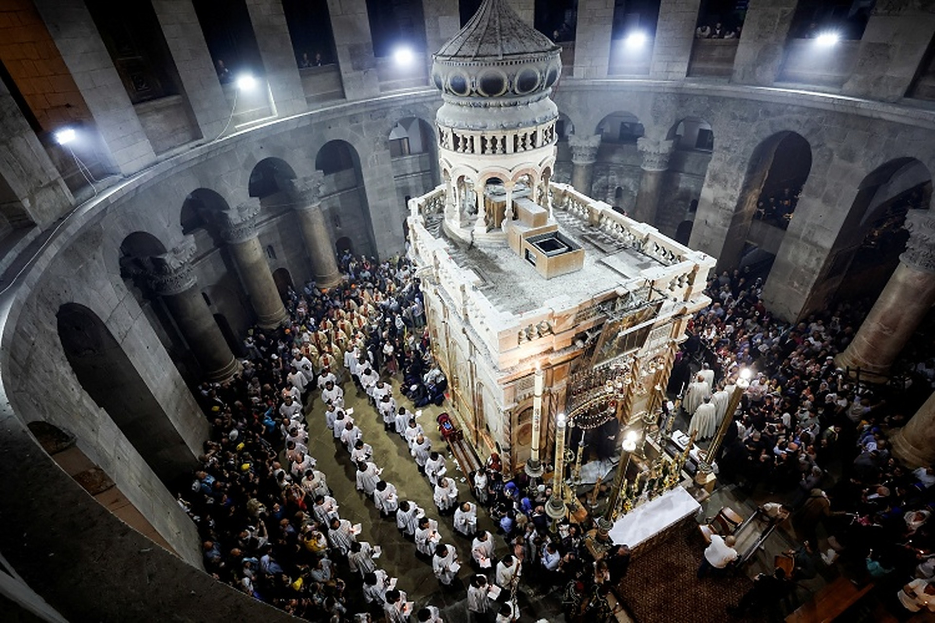 圣墓教堂复活节弥撒  耶路撒冷圣墓教堂举行复活节弥撒.