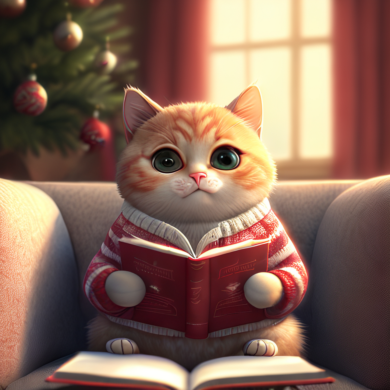 百度ai绘图黑科技#拟人化的可爱可爱的英国短毛猫穿着一件红色条纹