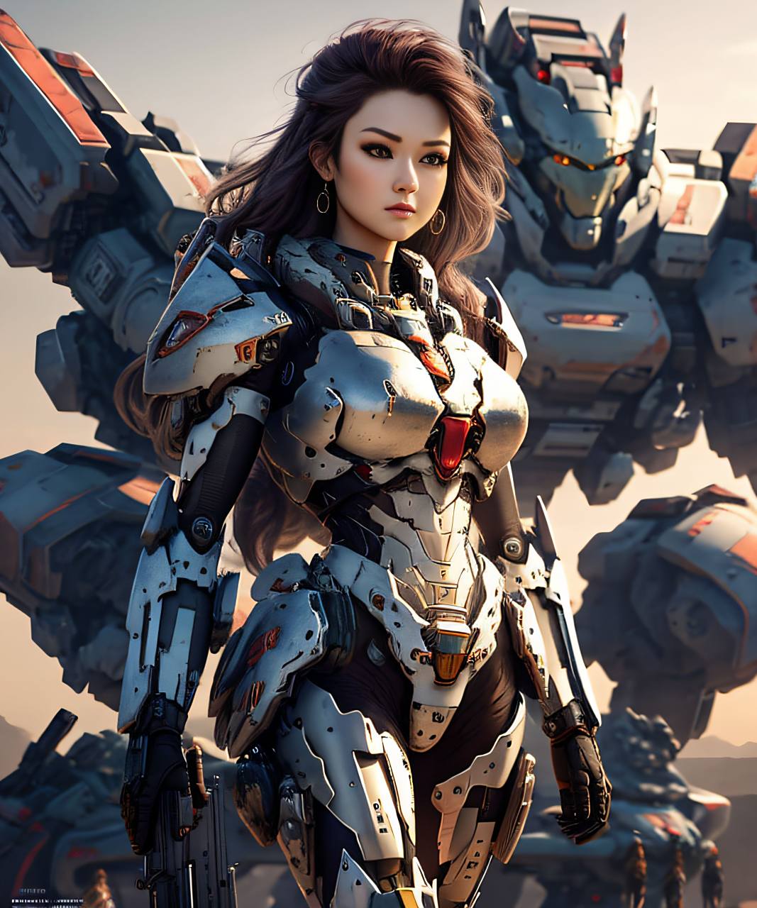 机甲风美女绘画来了,高山雪景,阳光白云,心也跟着风一起飞扬!