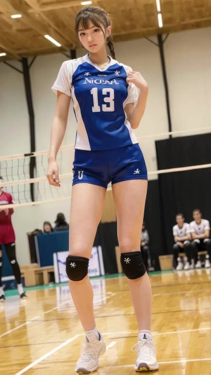 ai绘画出来的女排球运动员身姿优美,肢体纤细,肌肉线条流畅.