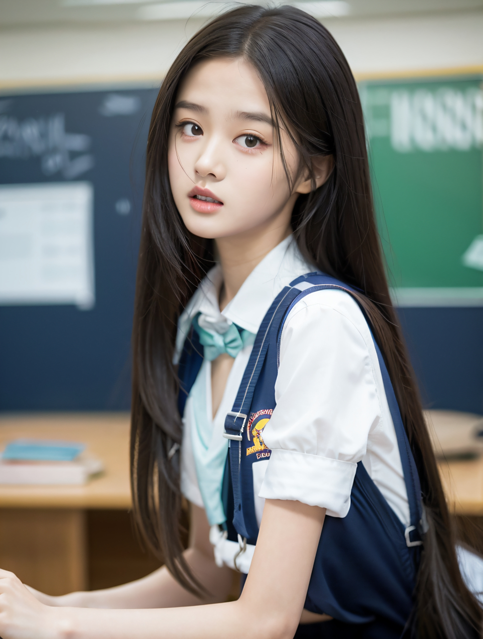 漂亮小姐姐校园写真照片,长发飘飘美少女高清壁纸#美女# #养眼美女