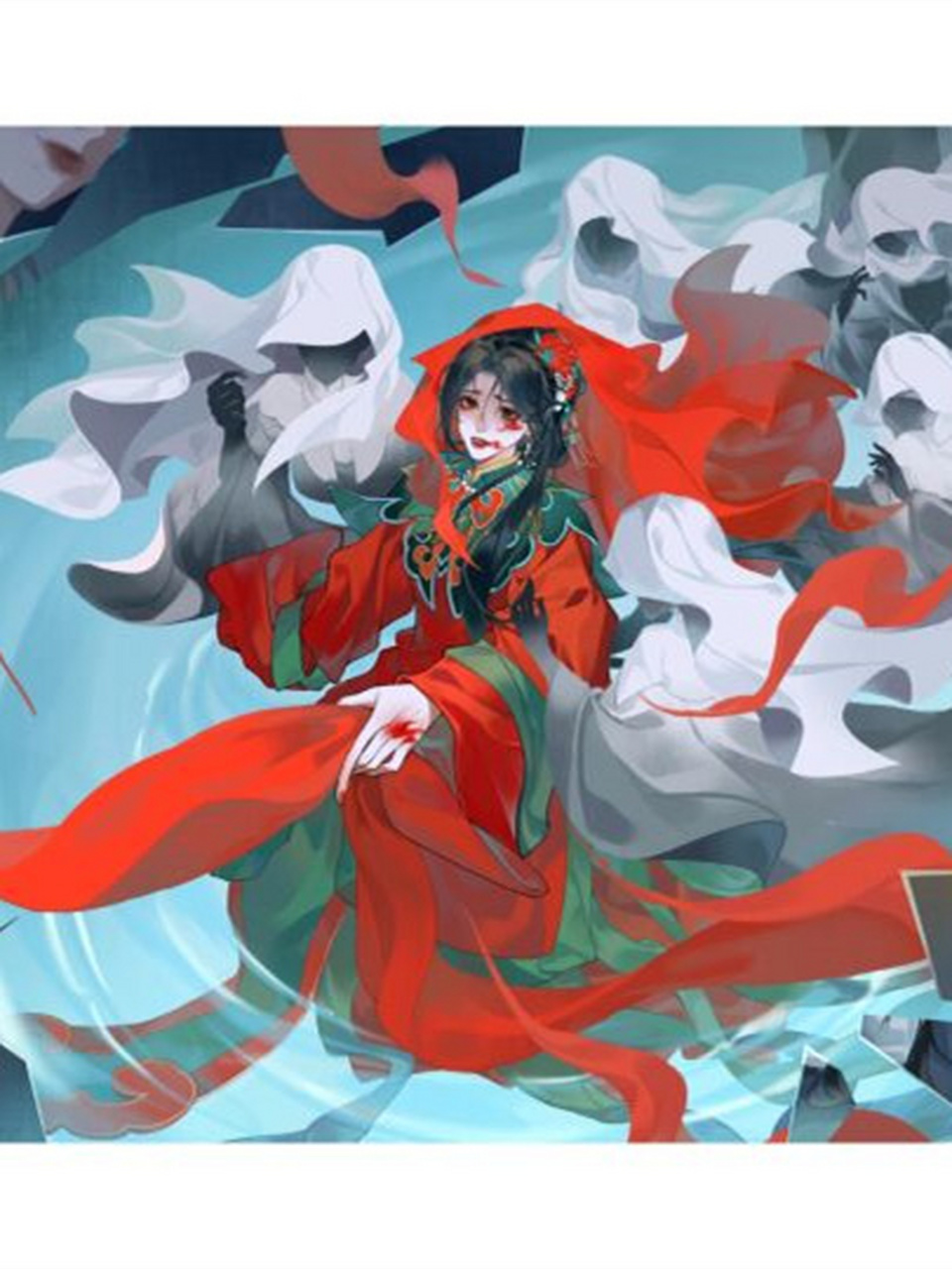 毕设插画《大囍大悲》  中式恐怖题材的婚嫁系列原创