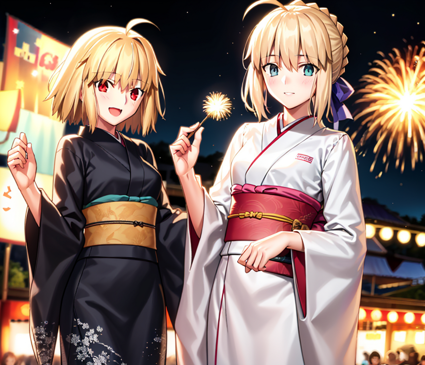 穿著和服參加夏日祭的saber&月姬[打call] #fgo# #fate