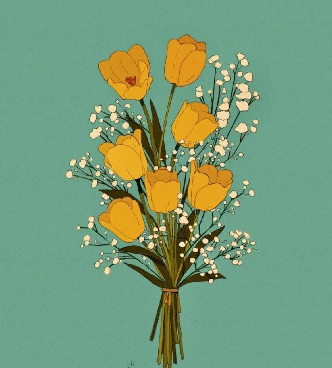 简单优雅,花束插画.