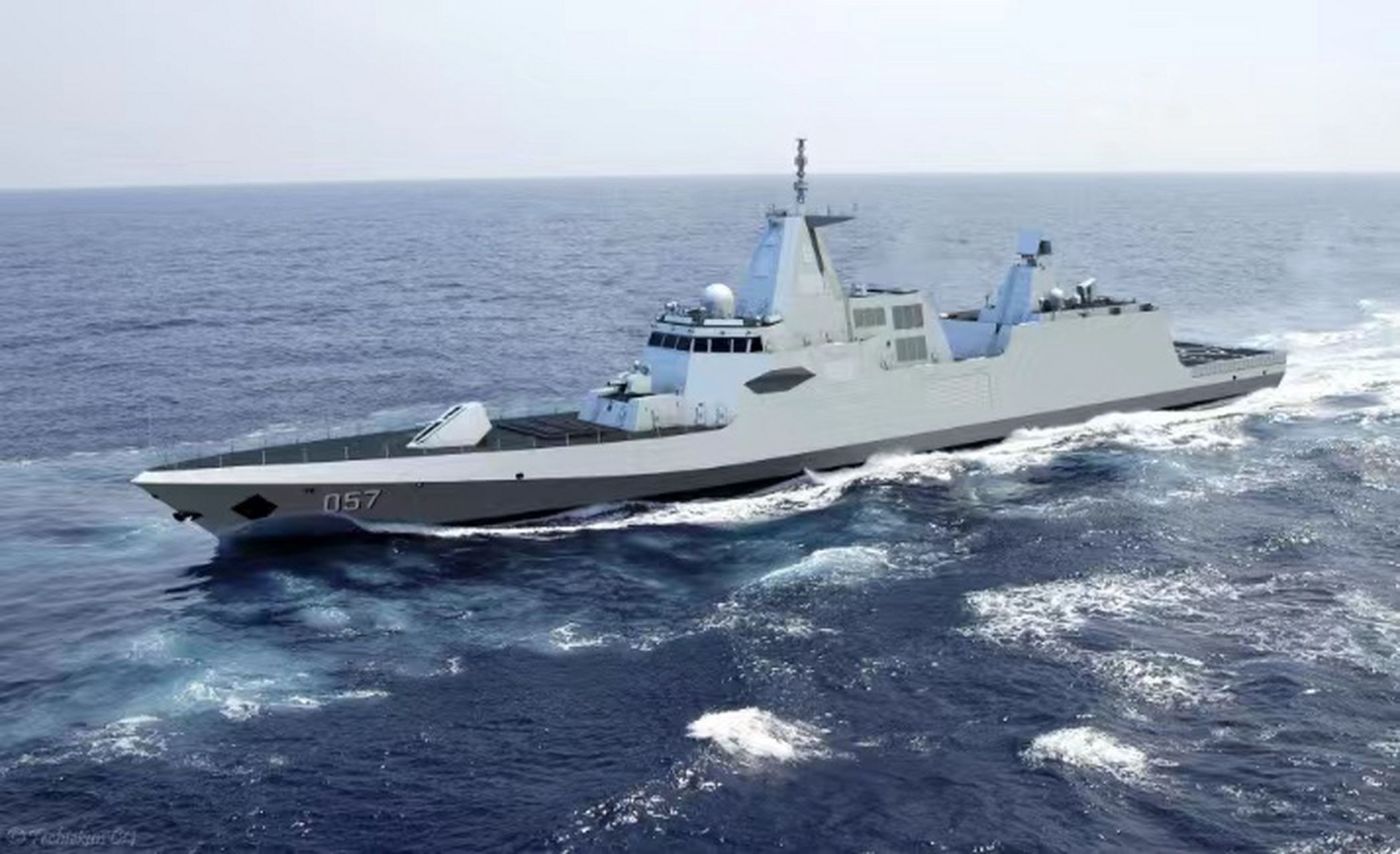 中国054b护卫舰排水量达到5000吨,相对较小.