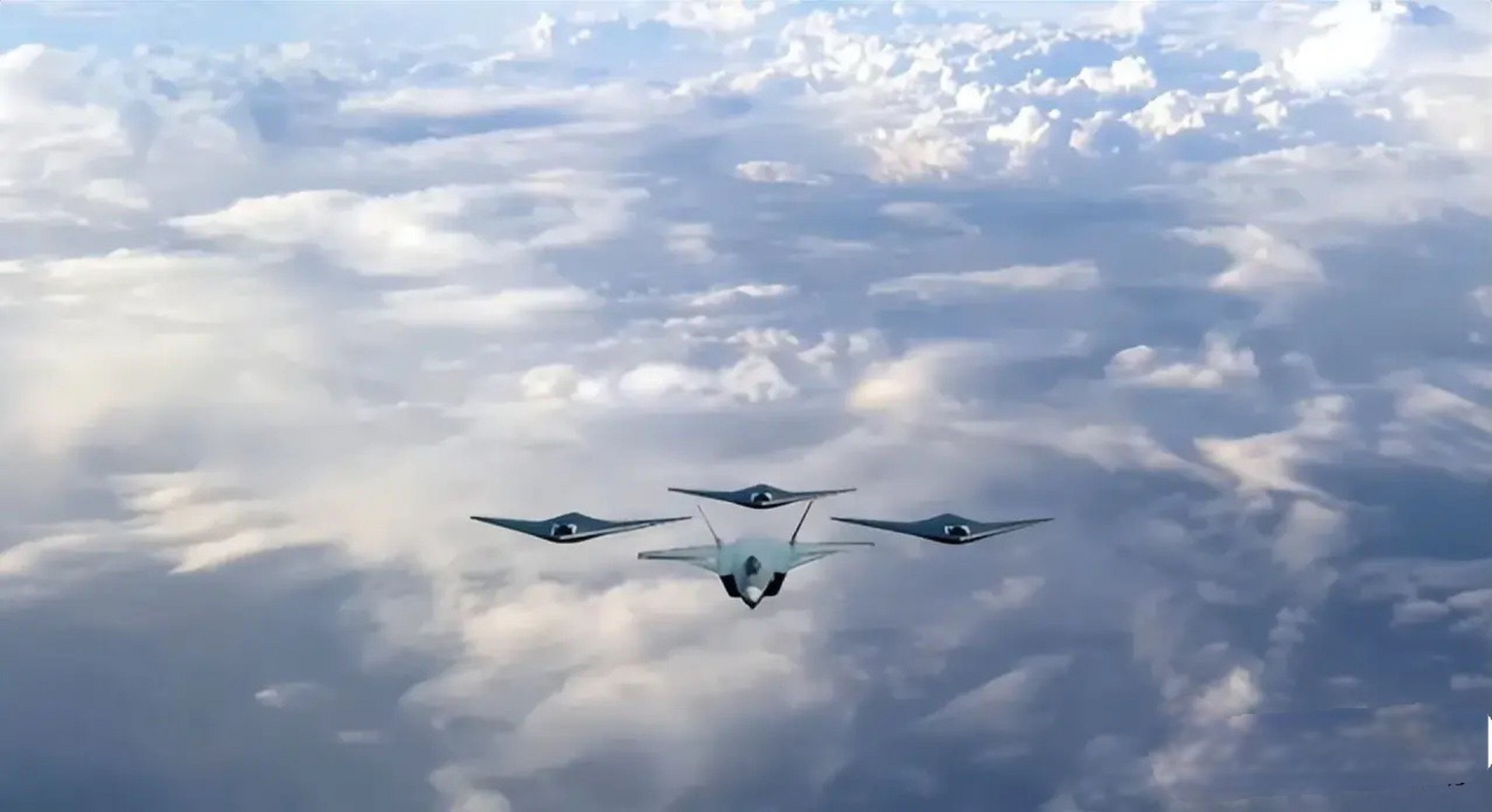 这个角度看j20后面跟随3架无人僚机,实在太酷了!