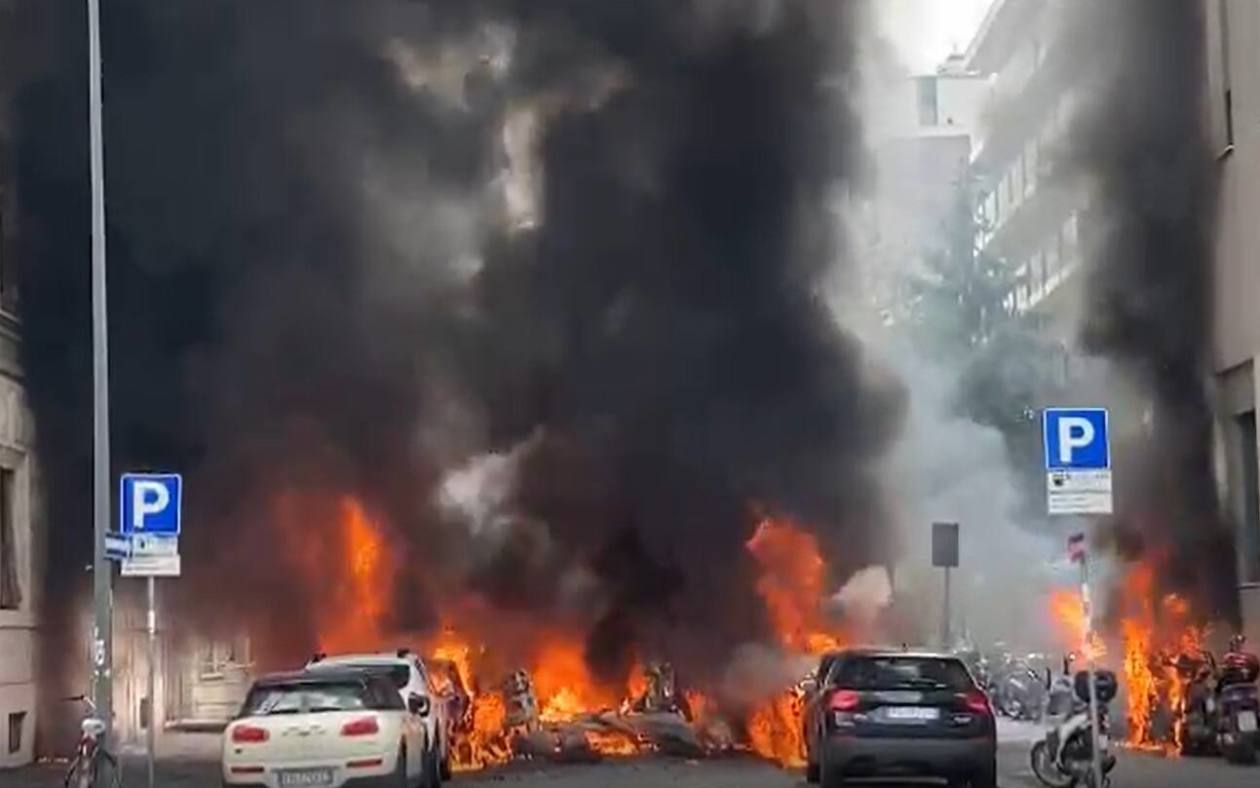 意大利米兰发生爆炸 数辆汽车起火