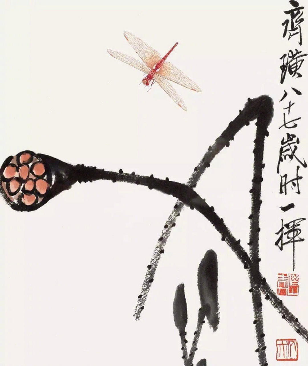 齐白石老人笔下的蜻蜓,形神兼备,令人惊叹!