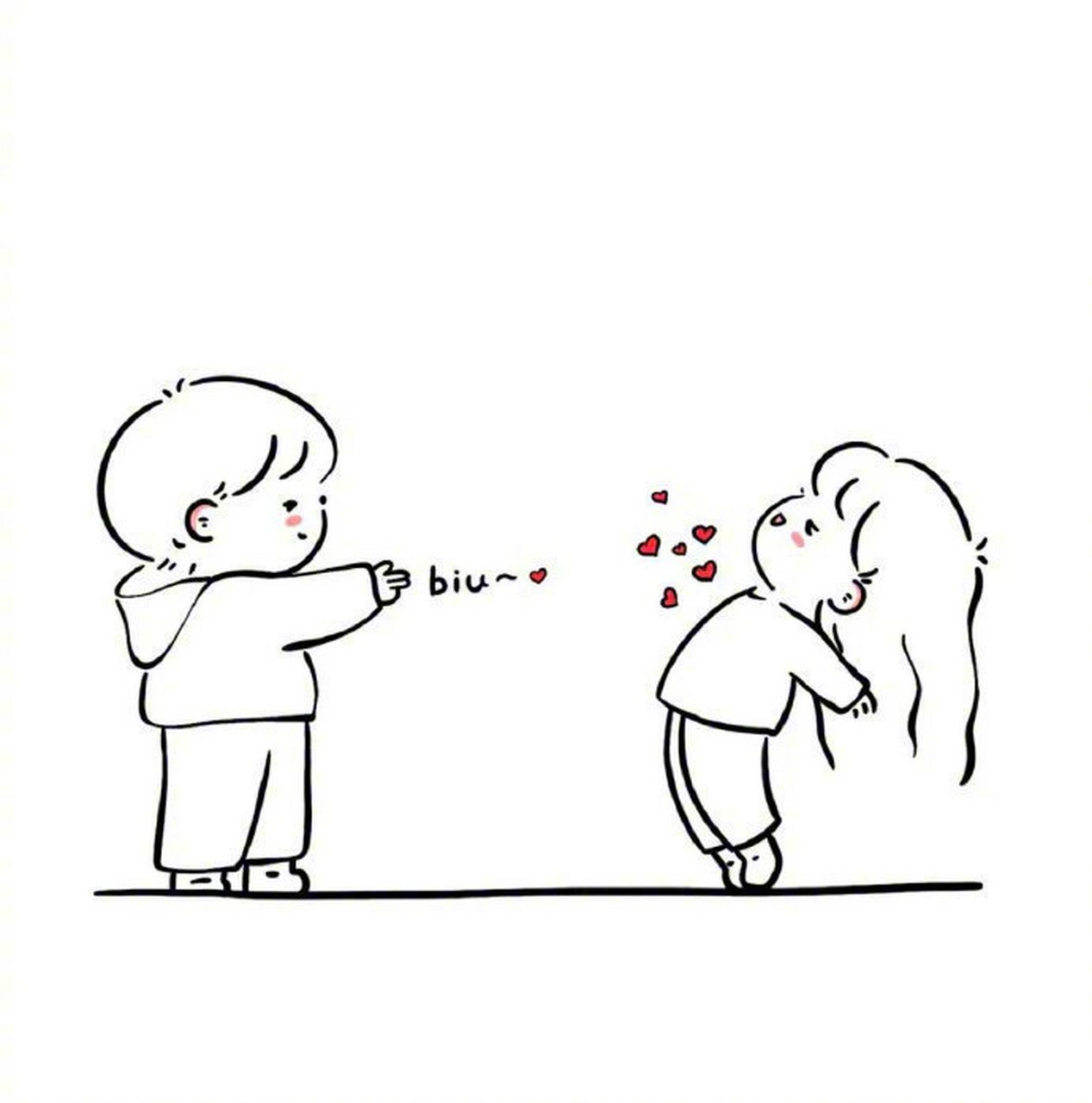 情侣线稿头像柒先生