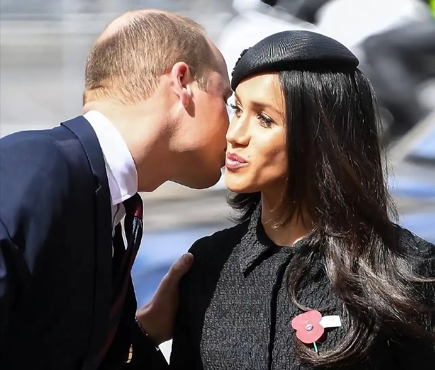 经过威廉王子的巧妙处理,他在进行贴面礼时展现了恰当的分寸.