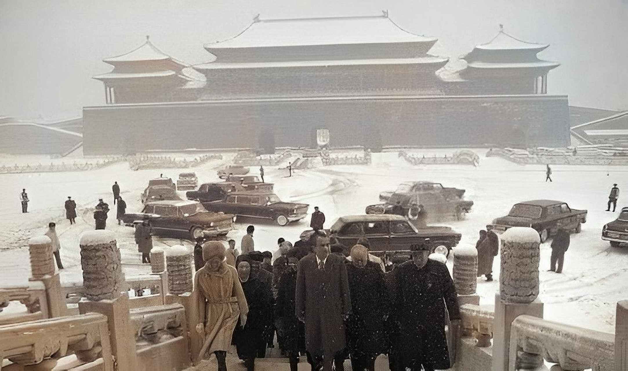 1972年,尼克松访华时,下着大雪.