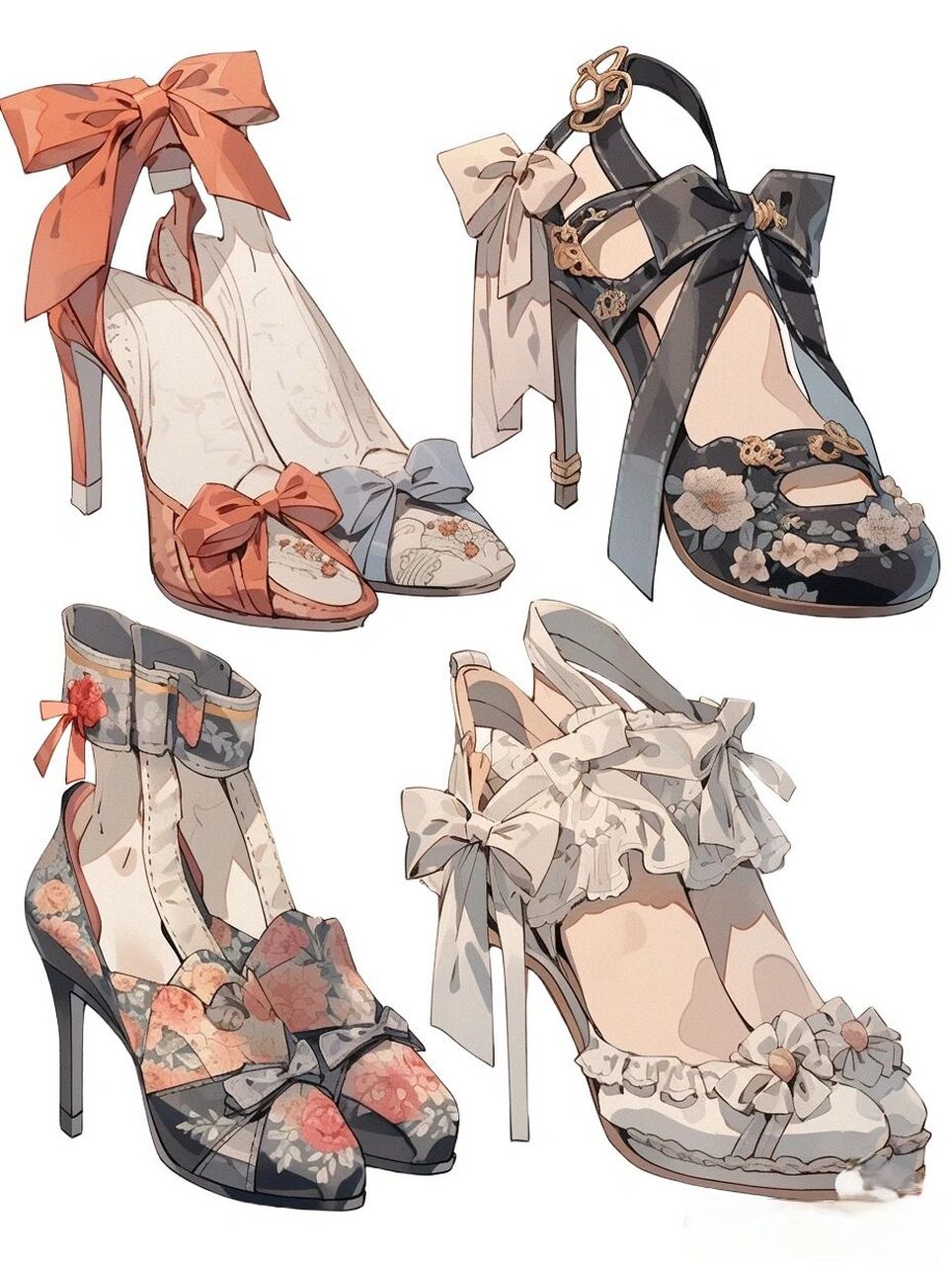 鞋子绘画素材,洛丽塔高跟鞋素材分享