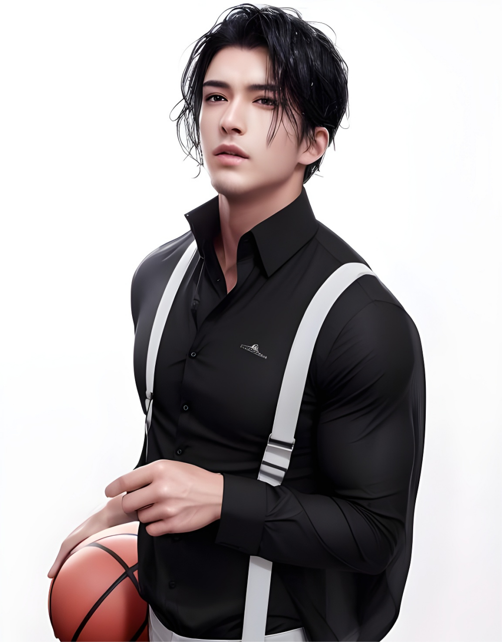 ai绘画,中分头背带裤,我是ikun你记住.