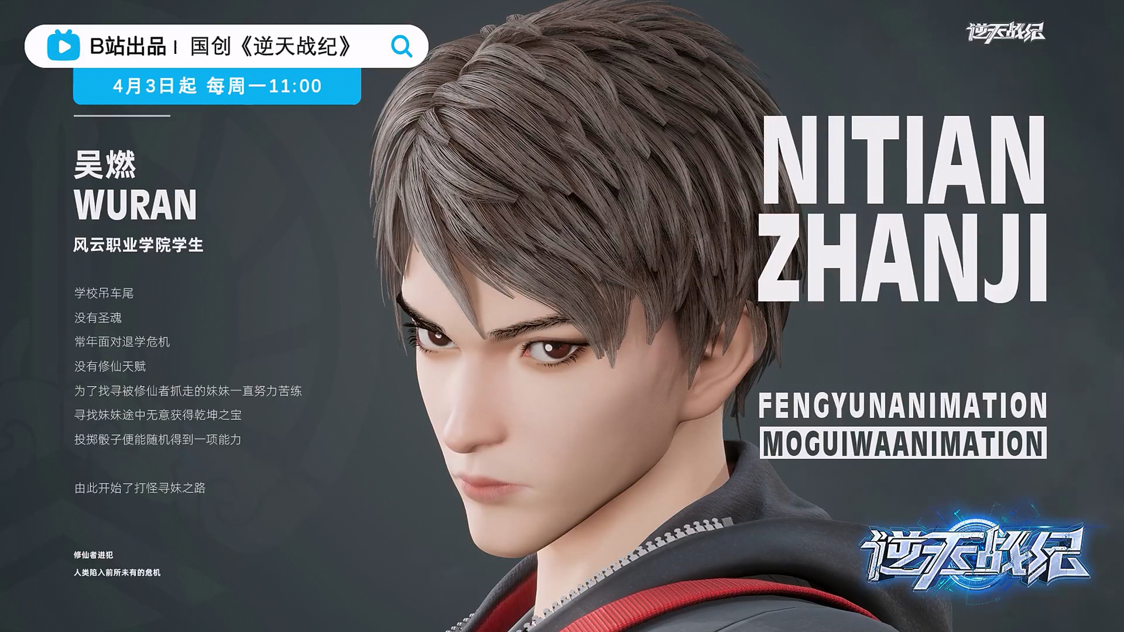 动漫推荐|风云动画《逆天战纪》主要角色卡:风云职业学院学生吴燃