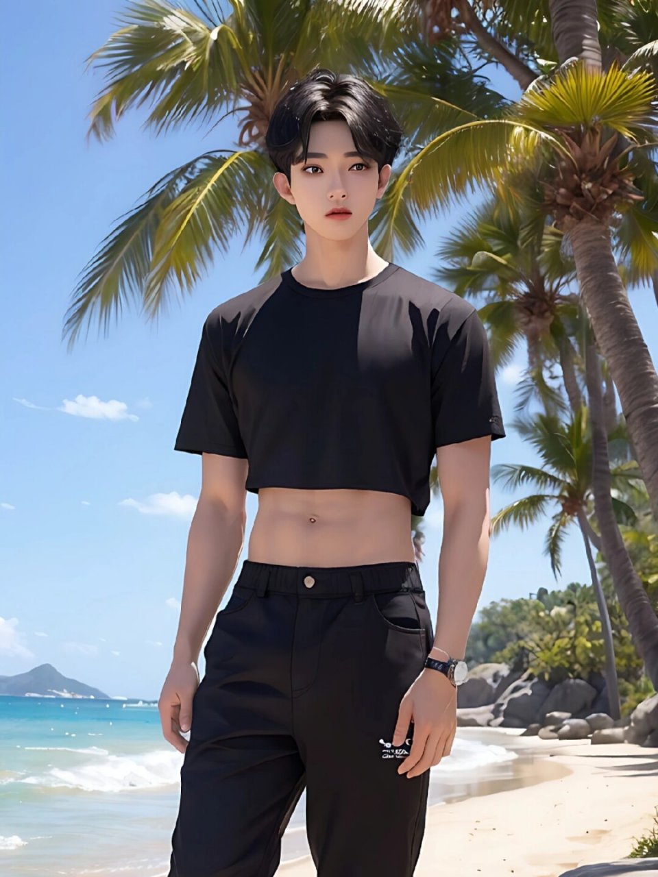 夏日海边帅哥穿搭