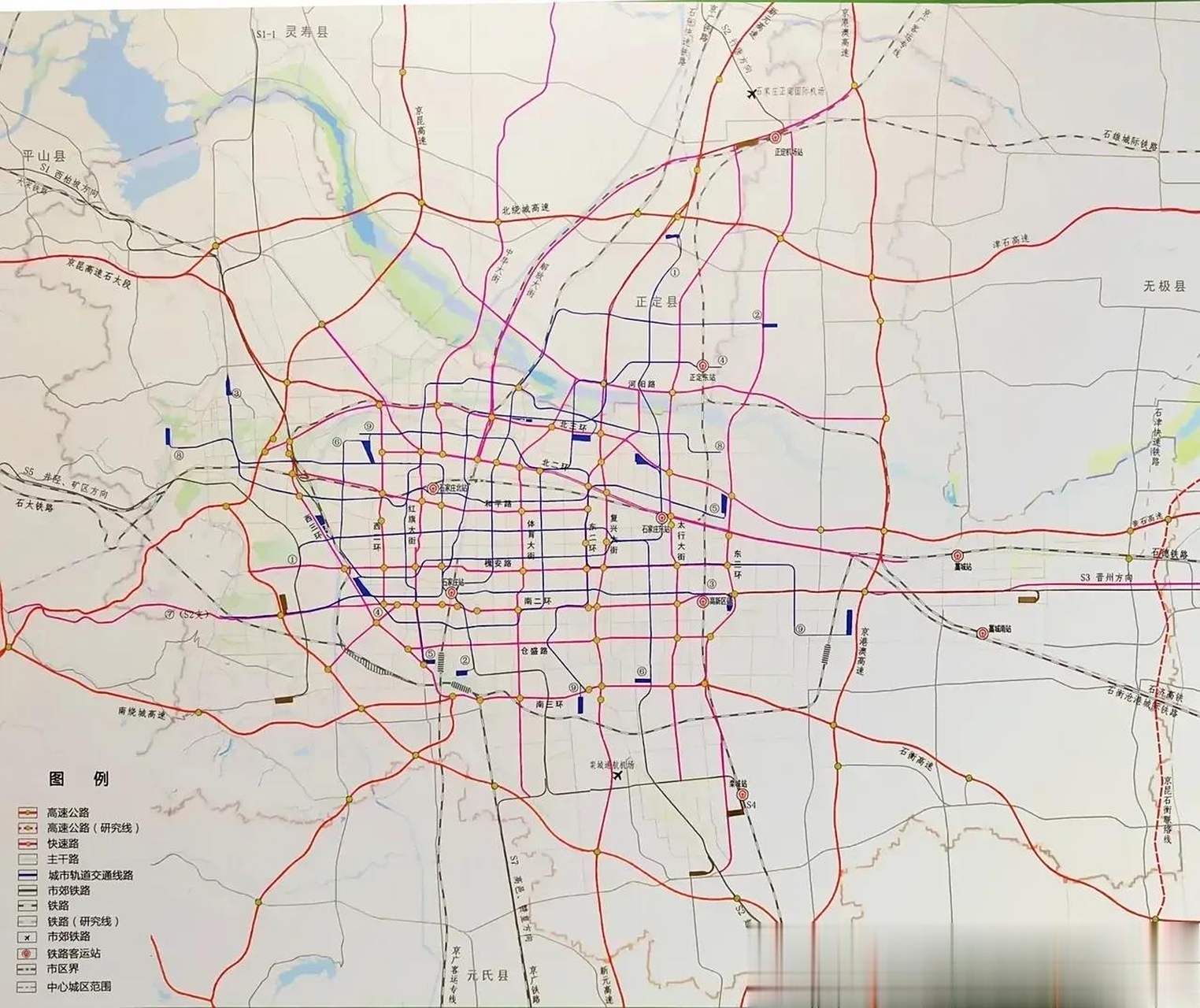 石家庄快速路远景规划图,应该是到2035年.