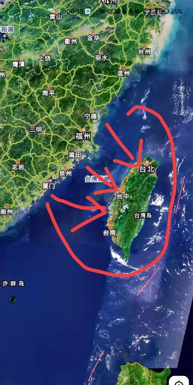 台湾海峡地图显示图片