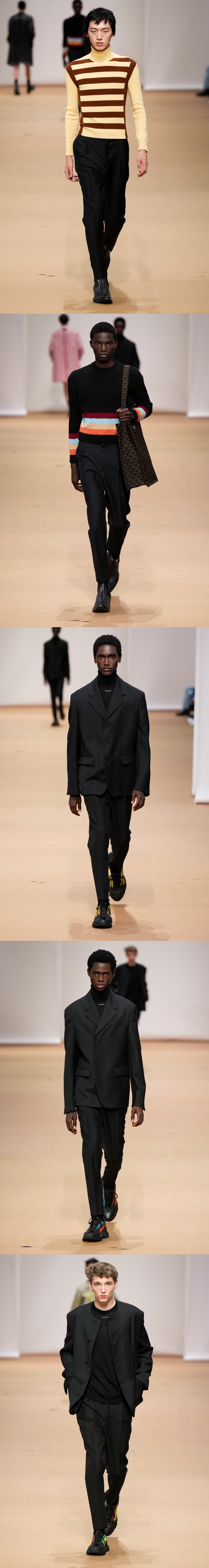 prada 2023春夏男装系列,黑色套西,牛仔夹克,格纹风衣,稳重中又不乏