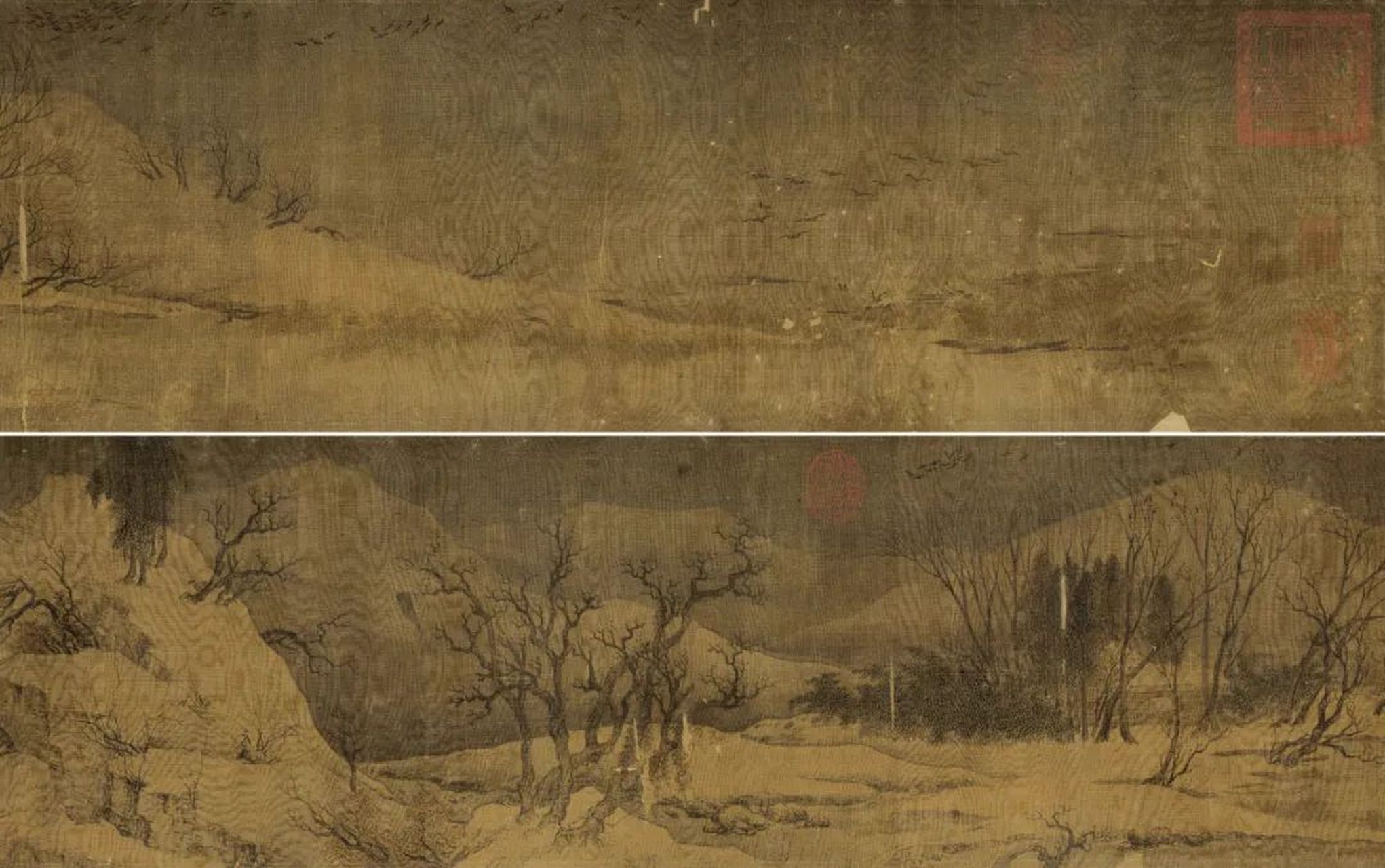 王维所传世的《江山霁雪图》与《雪溪图》两幅作品俱非真迹,仅可作为