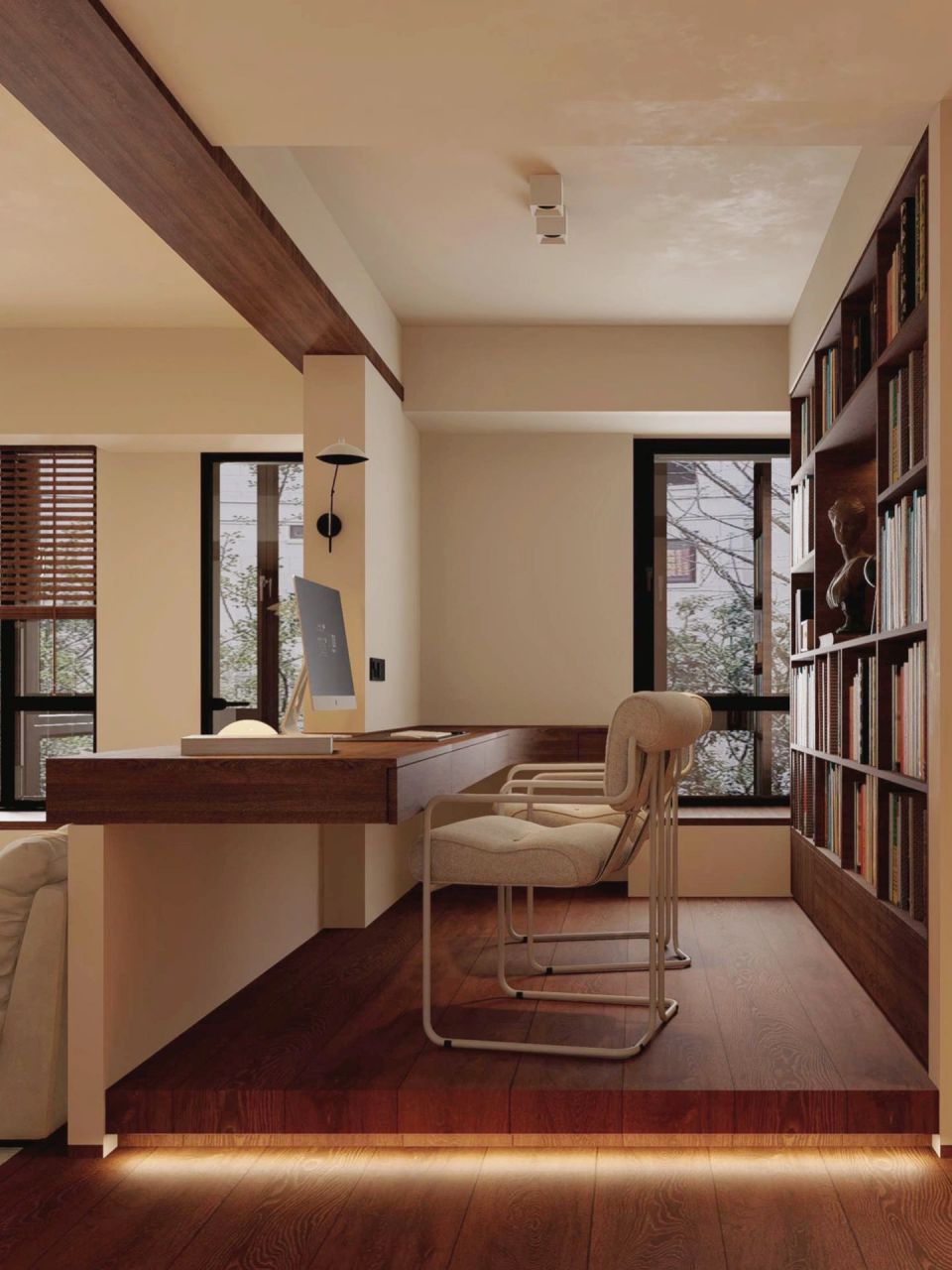 悬浮书桌77开放式书房92真的好看又好用 打掉客厅一堵墙,采光瞬间