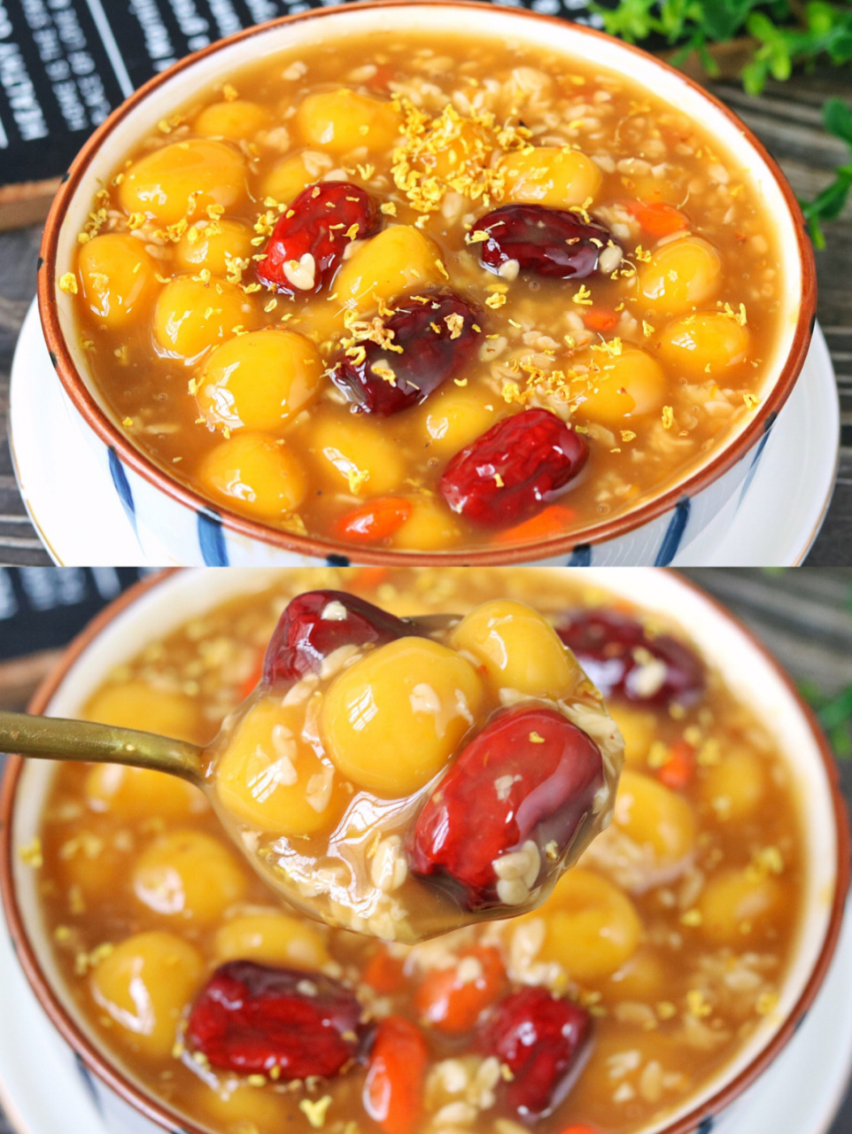 酒酿圆子是江南地区传统小吃,糯米粉搓的小圆子与酒酿同煮而成,酒酿