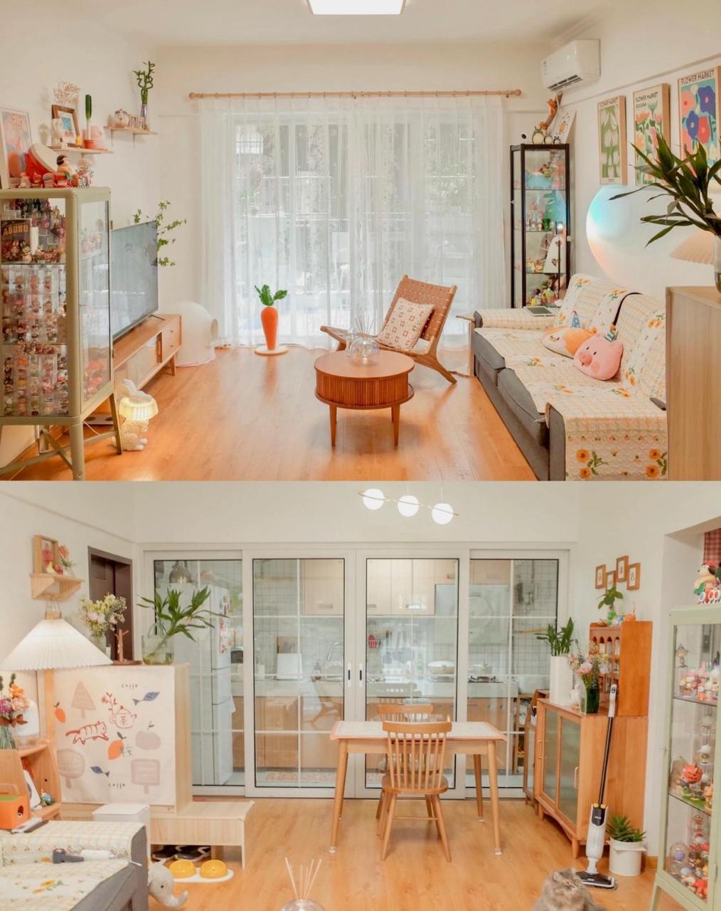 22平原木风客厅  温馨家居布置 附尺寸 哈喽呀!