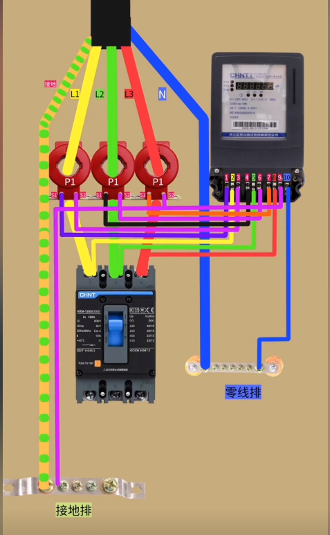 三块电表互感器接线图图片