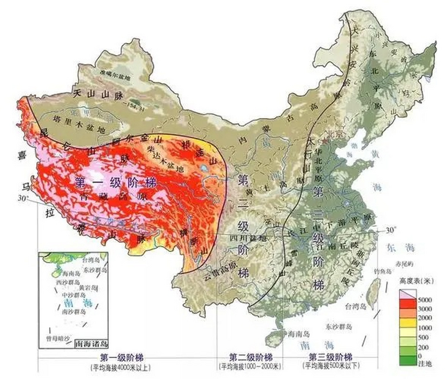 中国海拔地图 高度图片