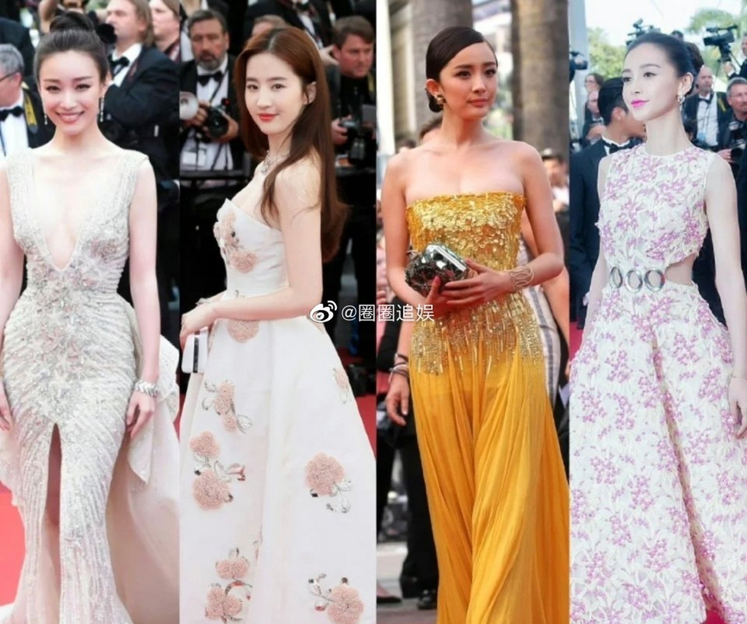 去过戛纳红毯的85花,倪妮 刘亦菲 杨幂 angelababy都走出国际了!