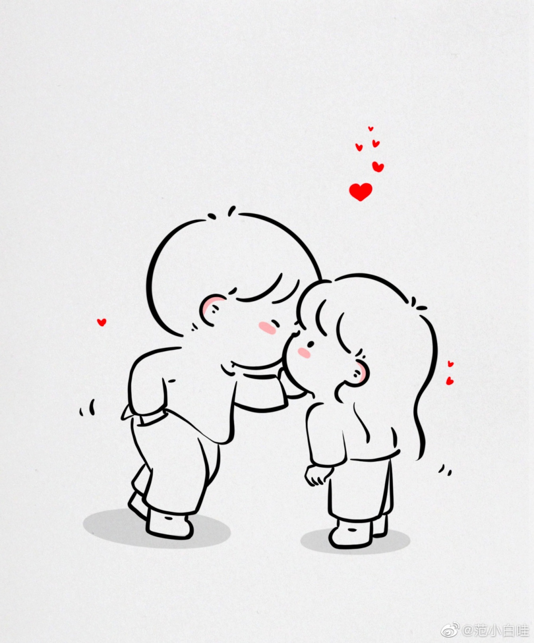 [棒棒糖]超甜情侣简笔画[棒棒糖] 画师:范小白哇 [温暖][温暖][温暖]