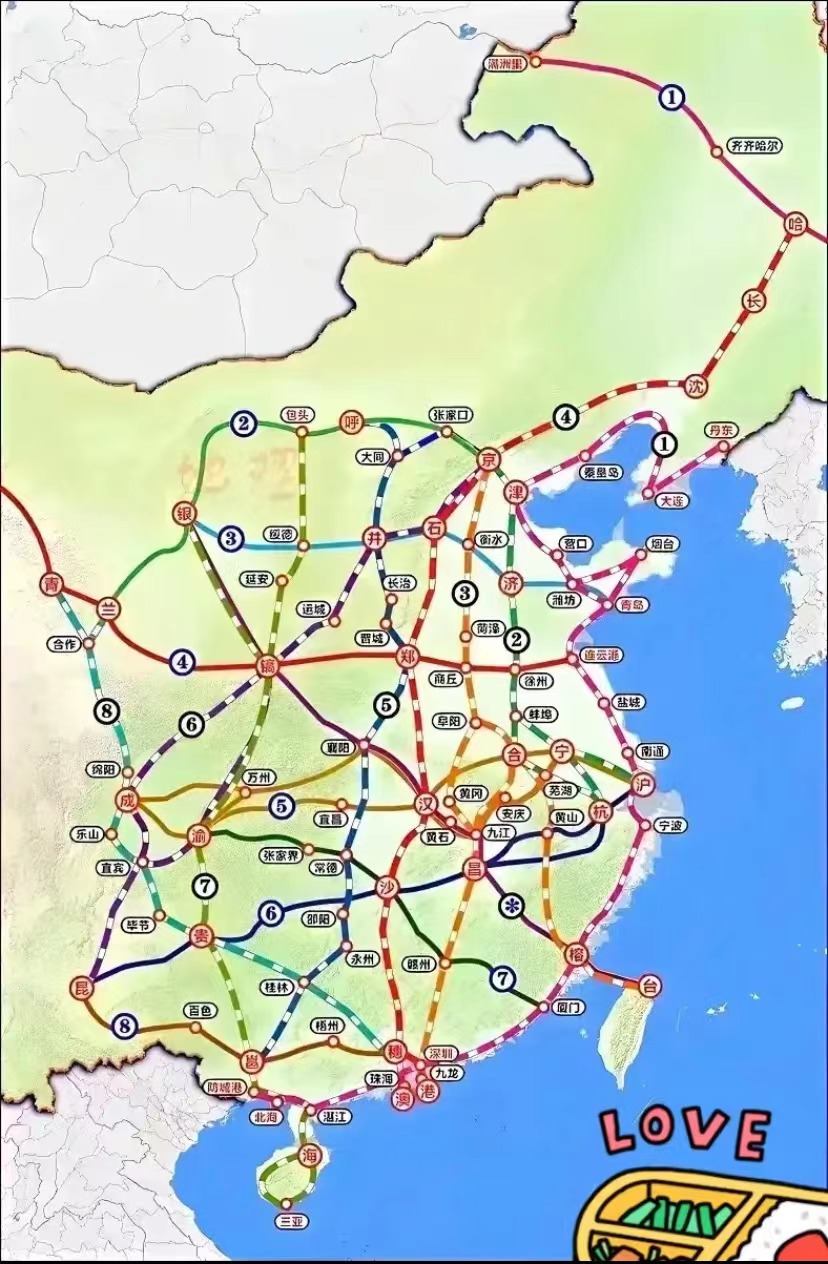 中国高铁线路图清晰图片