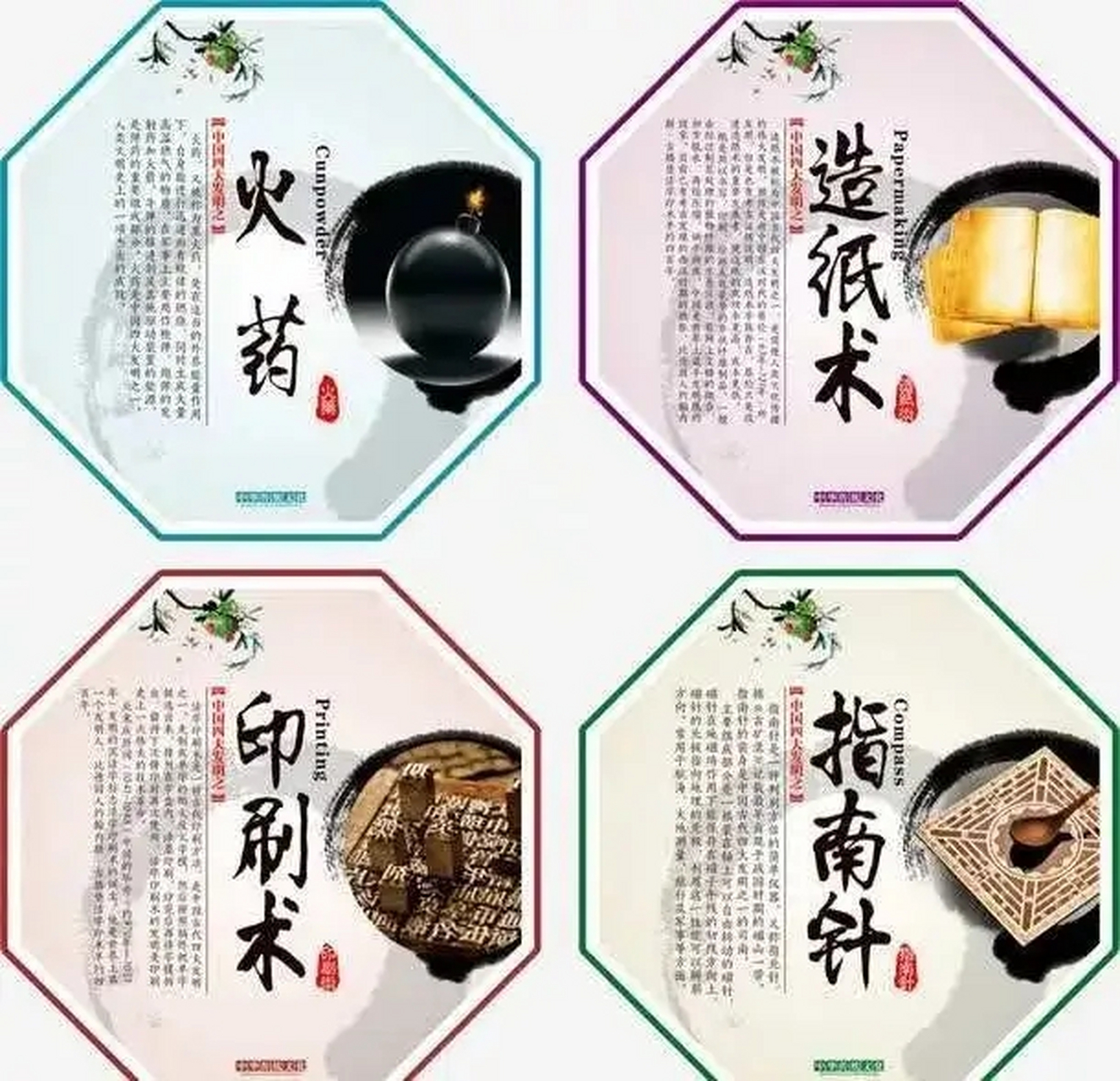 世界上最早的造纸术指南针活字印刷术和火药:中国的四大发明