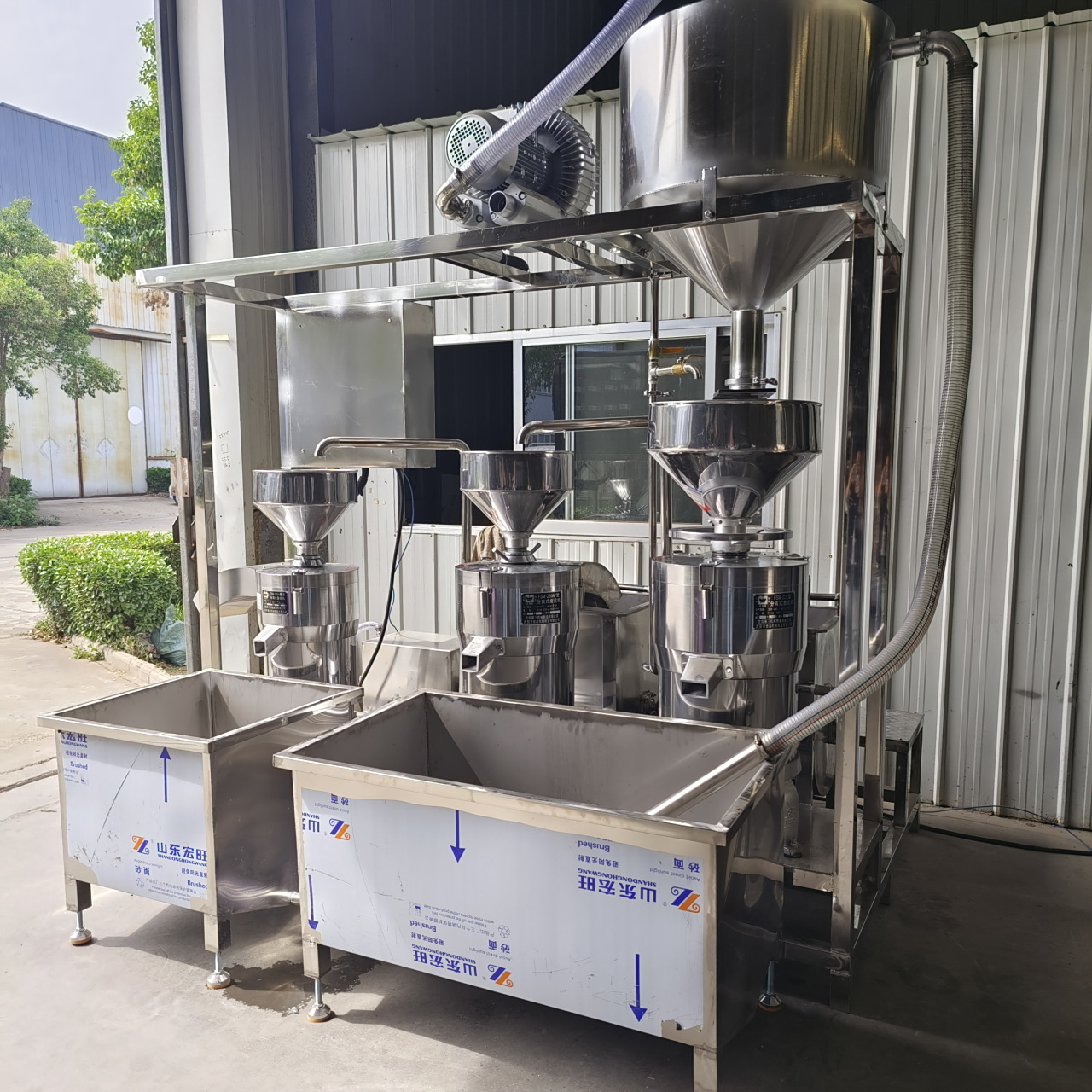 豆制品设备厂家# #豆制品# #三联磨浆机# #豆腐机# 三联磨浆系统游