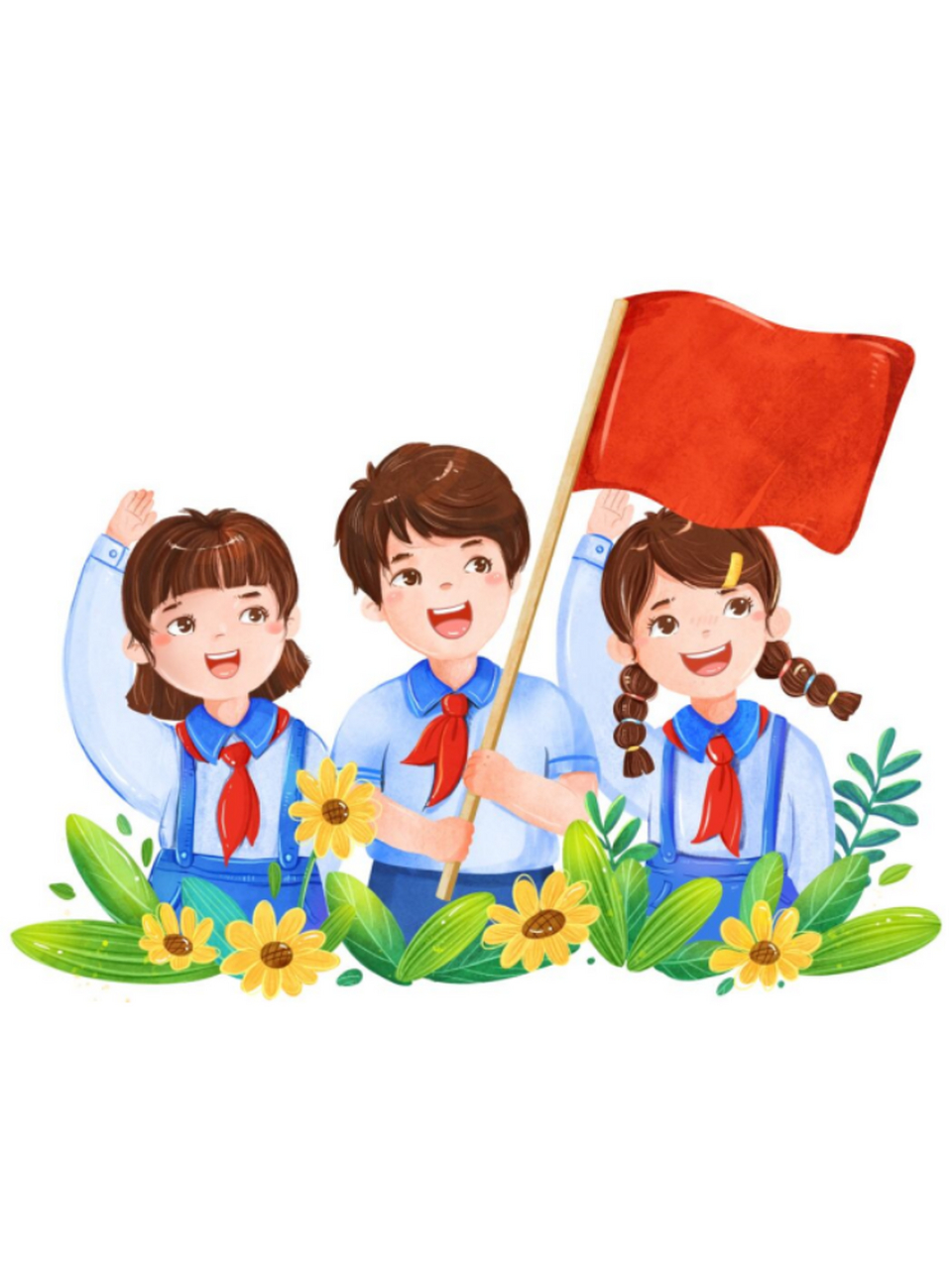 🎉🎉🎉 🔥卡通学生少先队员敬礼素材十一国庆节人物🔥 🎉