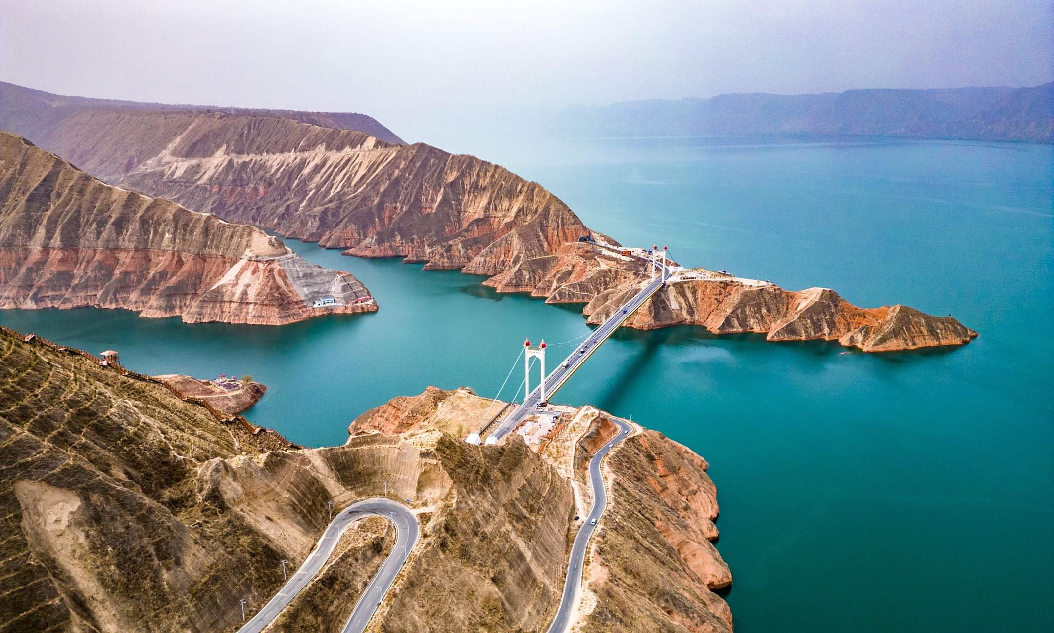 看中国西北最大跨度的悬索桥】 刘家峡大桥在甘肃东乡县河滩镇,考勒乡