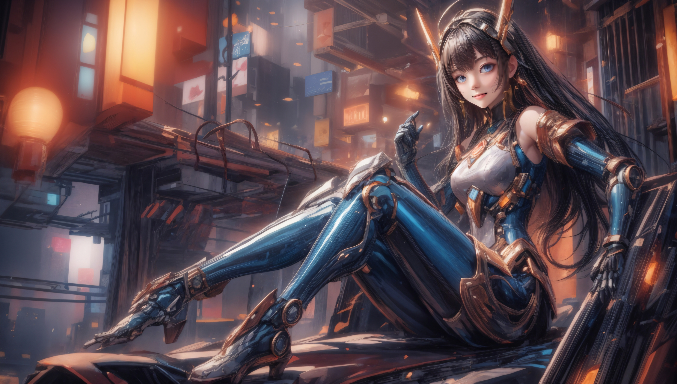 ai美女壁纸# 每日ai美女秀	在一个赛博朋克实验室中,一位机械美女