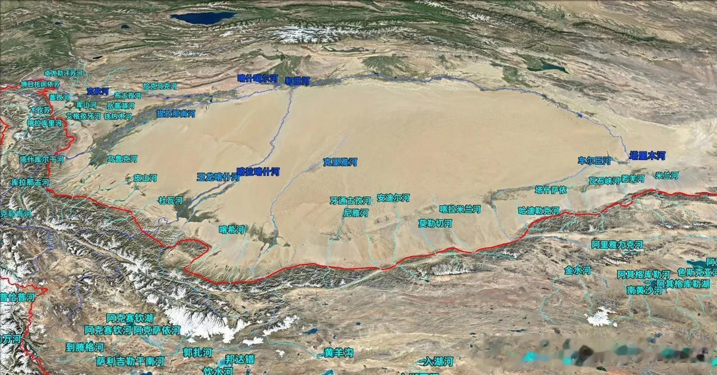 青藏高原地区河流湖泊分布统观图