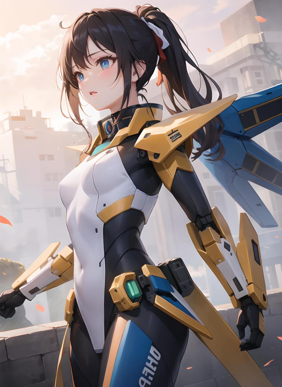 二次元壁纸---日漫风机甲少女 她的存在如同一道明亮的流星划过夜空