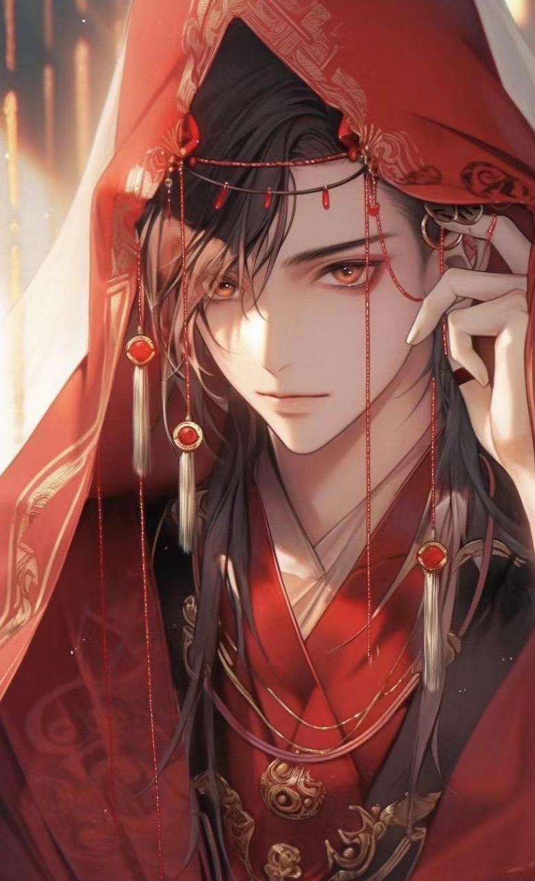 红衣邪魅古风男插画壁纸 ,这是不是你心中的小说男主脸?