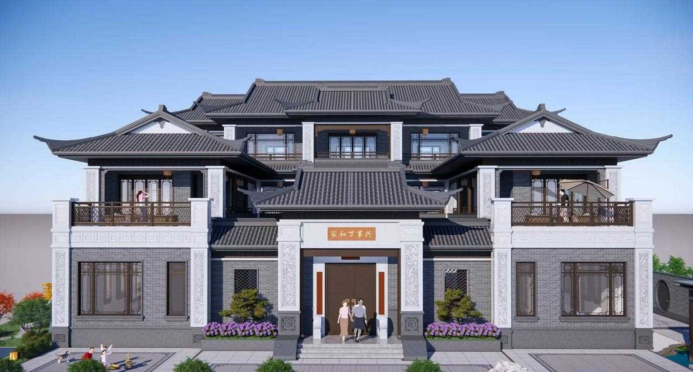 广东潮汕三层新中式四合院,青砖与石材的创新组合,碰撞出惊艳的造型!