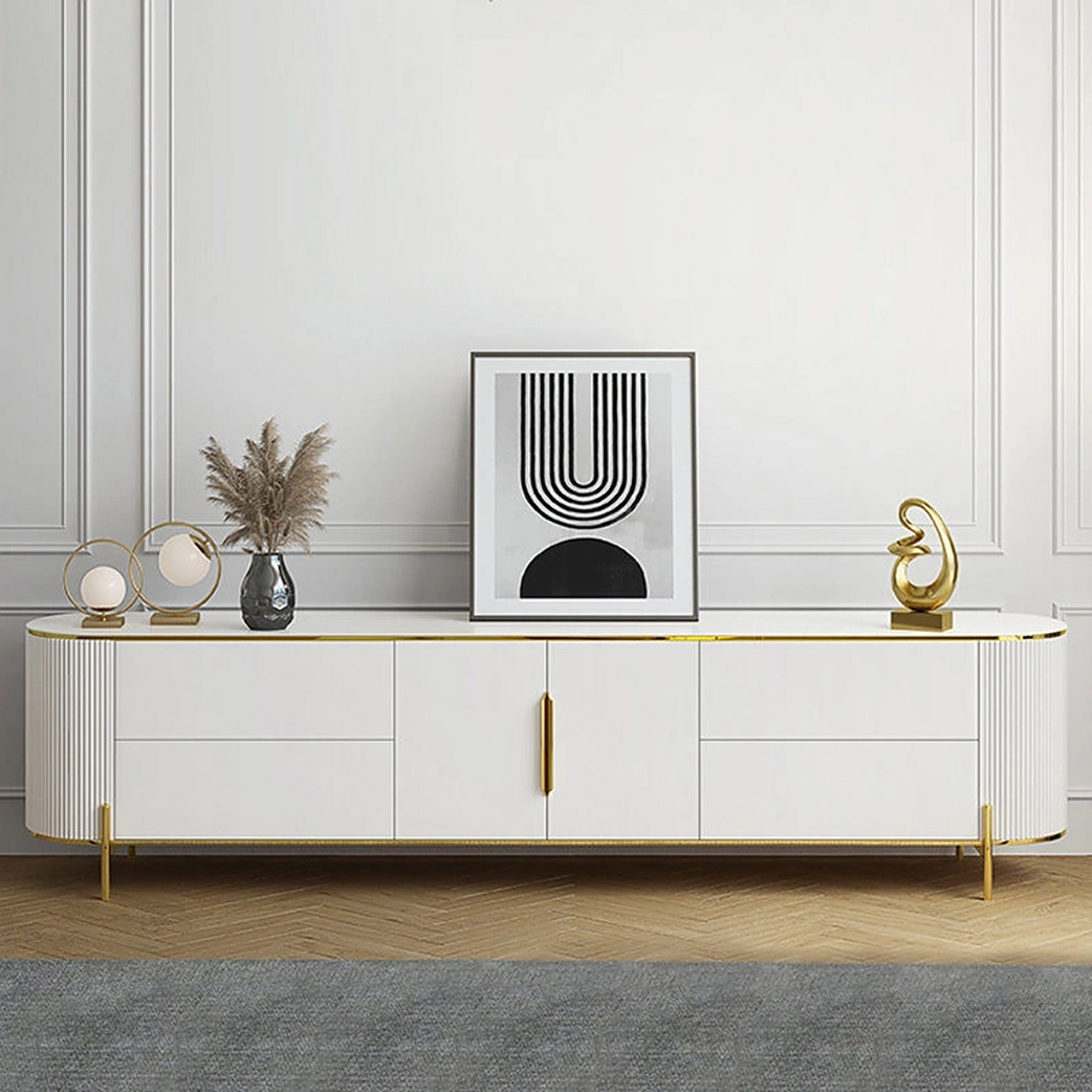 轻奢风电视柜   我拼夕夕1000 买的轻奢风电视柜到了.