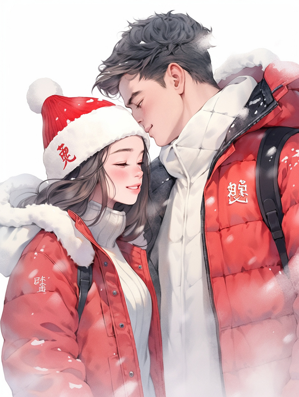 相拥圣诞节|情侣插画  今天我带着满满的喜悦和祝福来与你们共度这个