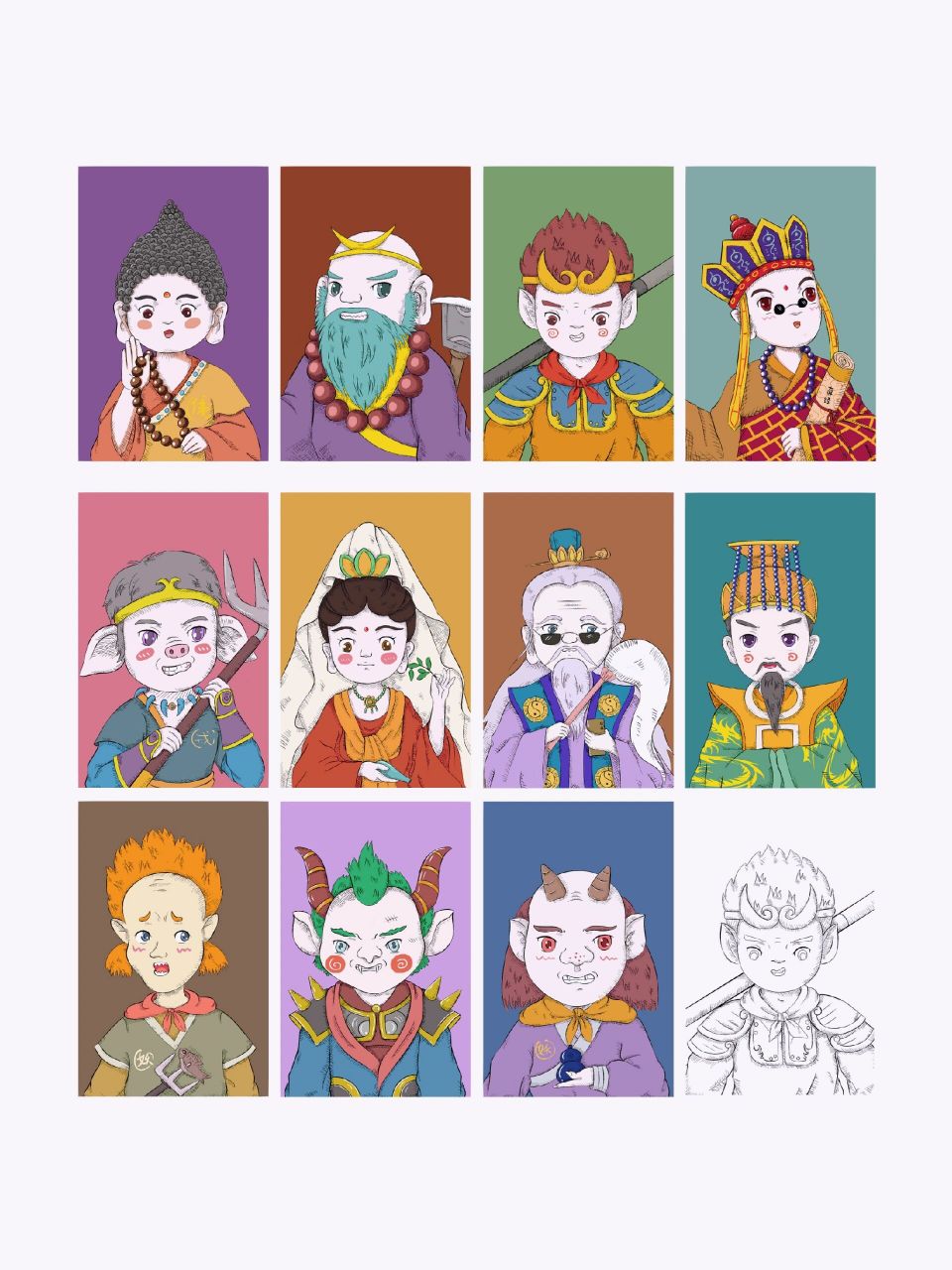 一组卡通西游人物手绘|可可爱爱哒	一组卡通西游人物手绘|可可爱爱哒