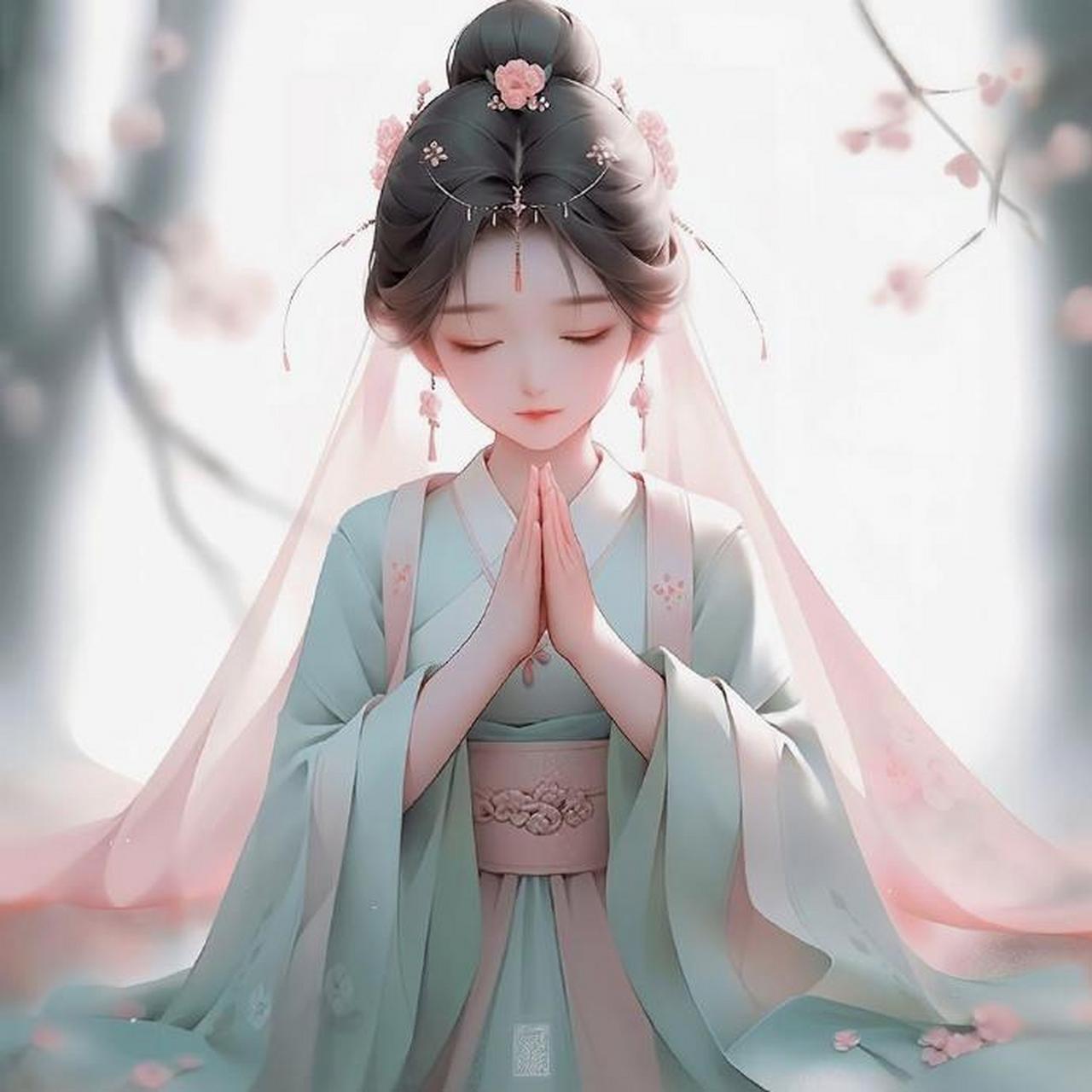 q版古风佛系少女祈福头像. 67#亚运观赛团