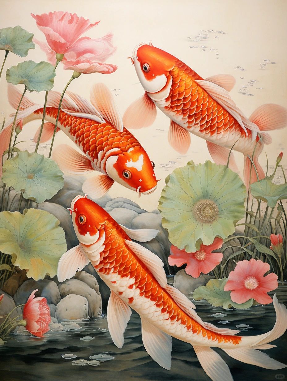 在新年期间,鲤鱼更是成为年画和春联的常见图案,寓意着繁荣,富贵和