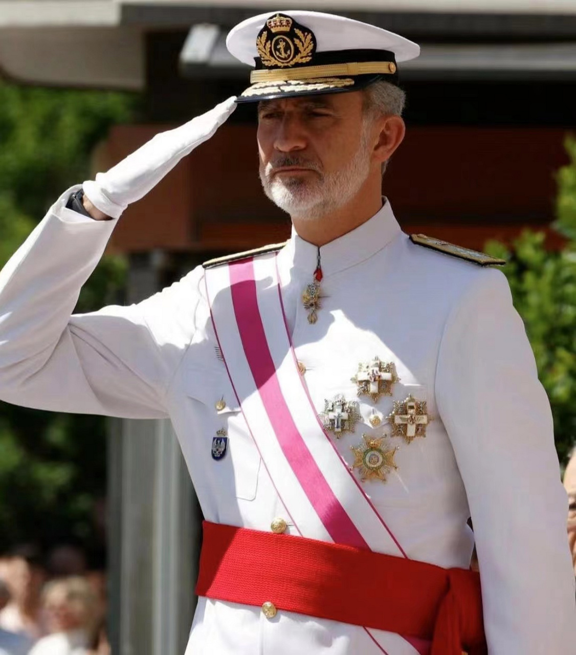 国王费利佩六世今天在西班牙格拉纳达身着军装庆祝国家武装部队日
